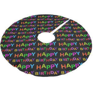 Jupon De Sapin En Polyester Brossé texte d'anniversaire heureux