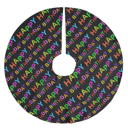 Jupon De Sapin En Polyester Brossé texte d'anniversaire heureux (Devant)