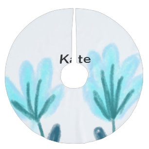 Jupon De Sapin En Polyester Brossé Texte de nom ajouté à l'aquarelle florale violet b