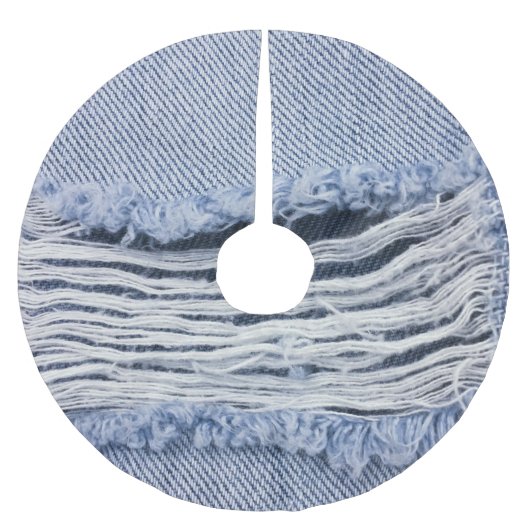 Jupon De Sapin En Polyester Brossé Texture de jean bleu clair torn (Devant)