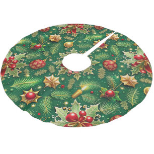 Jupon De Sapin En Polyester Brossé Thème de Noël Motif Coloré Festif