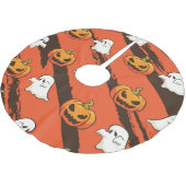 Jupon De Sapin En Polyester Brossé Thème d'Halloween citrouille, motif sans couture. (Angle)