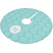 Jupon De Sapin En Polyester Brossé Thème plage Shell Monogramme Turquoise (Angle)