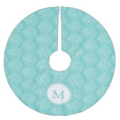 Jupon De Sapin En Polyester Brossé Thème plage Shell Monogramme Turquoise (Devant)