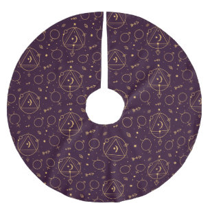 Jupon De Sapin En Polyester Brossé Thème Solareclipse étoile d'or céleste