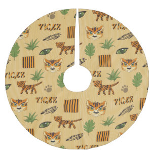 Jupon De Sapin En Polyester Brossé Tigre de dessin animé : Motif des enfants gai.