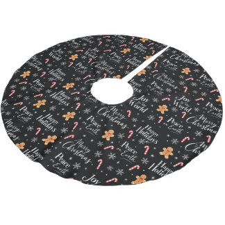 Jupon De Sapin En Polyester Brossé Titres de Noël amusants avec des bonshommes en pai