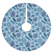 Jupon De Sapin En Polyester Brossé Tons Nautiques Du Motif Bleu (Devant)