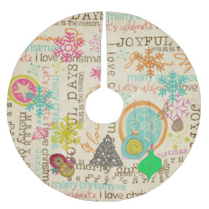 Jupon De Sapin En Polyester Brossé Topographie vintage Ornements Jupe d'arbre de Noël