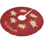 Jupon De Sapin En Polyester Brossé Tortues d'or Mele Kalikimaka Rouge (Angle)