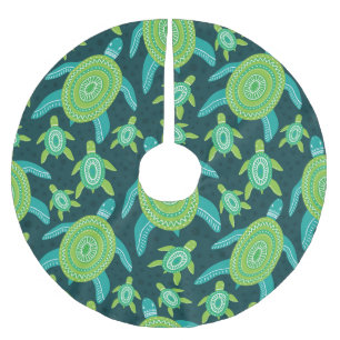 Jupon De Sapin En Polyester Brossé Tortues ornementales vertes : motif vintage.