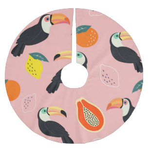 Jupon De Sapin En Polyester Brossé Toucan aux fruits tropicaux Abstraits