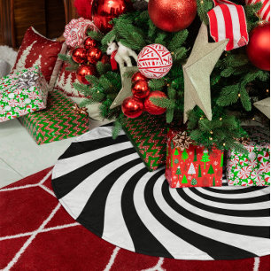 Jupon De Sapin En Polyester Brossé Tourbillon éclaté blanc et noir