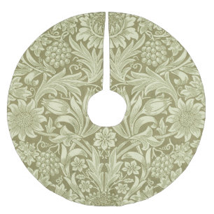 Jupon De Sapin En Polyester Brossé Tournesol William Morris Vintage Olive Damask