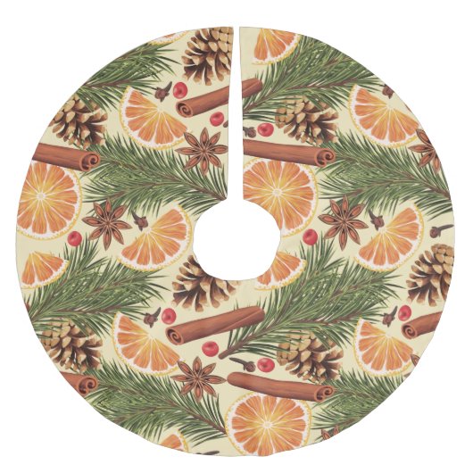Jupon De Sapin En Polyester Brossé Tranches Et Épices Oranges (Devant)