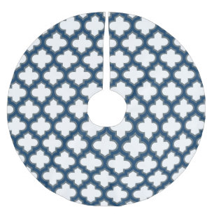 Jupon De Sapin En Polyester Brossé Trellis bleu blanc et marine, treillis, Quatrefoil