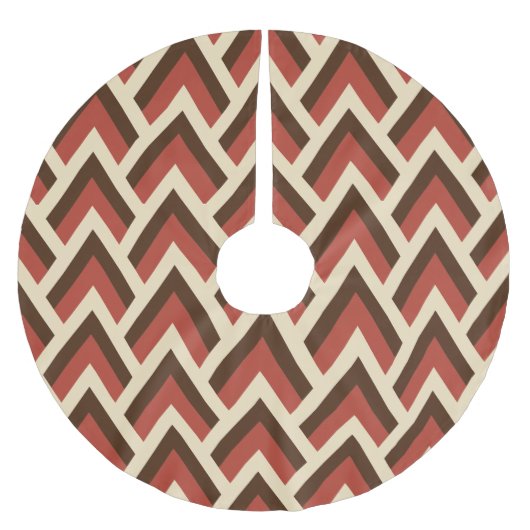 Jupon De Sapin En Polyester Brossé Triangles Modernes Du Milieu Du Siècle (Rouge) (Devant)