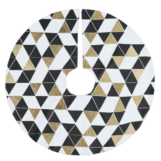 Jupon De Sapin En Polyester Brossé Triangles modernes noires, blanches, et de Faux (Devant)