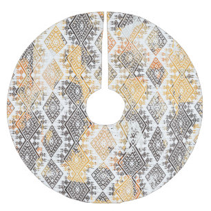 Jupon De Sapin En Polyester Brossé Tribal géométrique Boho : Motif en détresse.