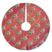 Jupon De Sapin En Polyester Brossé Tricératops Noël En Rouge (Devant)