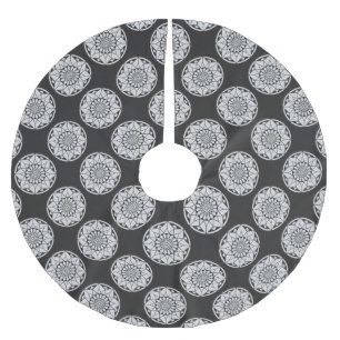 Jupon De Sapin En Polyester Brossé Tricot Star Mandala noir et blanc