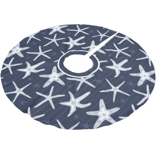 Jupon De Sapin En Polyester Brossé Tropical Beach Starfish Bleu et blanc à motifs (Angle)