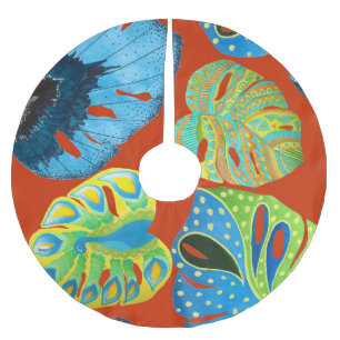 Jupon De Sapin En Polyester Brossé Tropical Chic : Motif feutré sans joint.