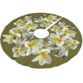 Jupon De Sapin En Polyester Brossé Tropical Plumeria Bordure Arbre de Noël Jupe (Angle)