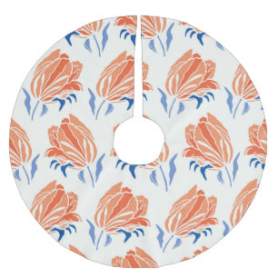 Jupon De Sapin En Polyester Brossé Tulipe baroque : Linocut Vintage botanique