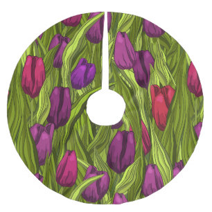 Jupon De Sapin En Polyester Brossé Tulipes