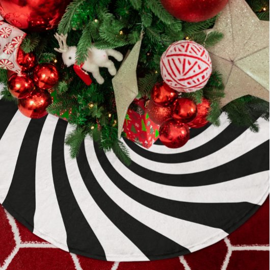 Jupon De Sapin En Polyester Brossé Twirl Starburst blanc et noir