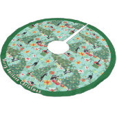 Jupon De Sapin En Polyester Brossé Un chat drôle rencontre l'arbre de Noël (Angle)