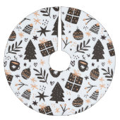 Jupon De Sapin En Polyester Brossé Un Motif de Noël noir et blanc (Devant)