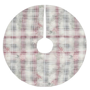 Jupon De Sapin En Polyester Brossé Un Tartan de Noël Floral Design série #13