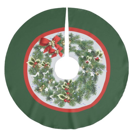 Jupon De Sapin En Polyester Brossé Vacances de Noël Wreath (Devant)
