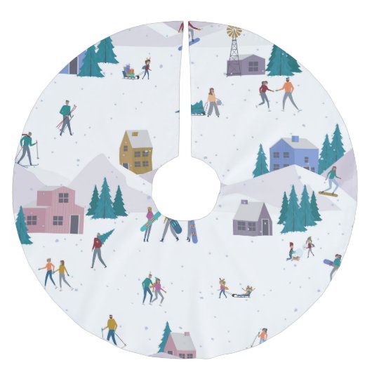 Jupon De Sapin En Polyester Brossé Vacances des Alpes d'hiver : les gens actifs sans  (Devant)