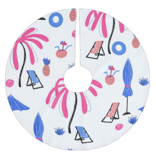 Jupon De Sapin En Polyester Brossé Vacances d'été : Palm Trees Ananas Motif