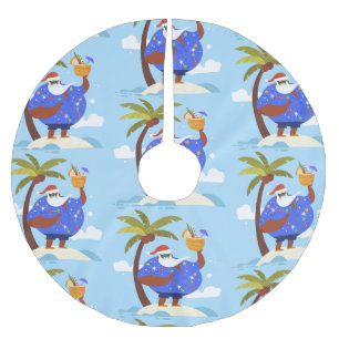 Jupon De Sapin En Polyester Brossé vacances d'été tropicale noël noir père Noël