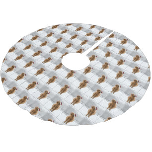 Jupon De Sapin En Polyester Brossé Vache des Highlands de Noël léchant des flocons de