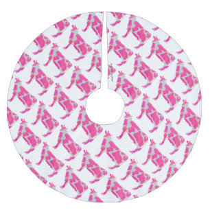 Jupon De Sapin En Polyester Brossé Vache rose chaud et blanc Silhouette