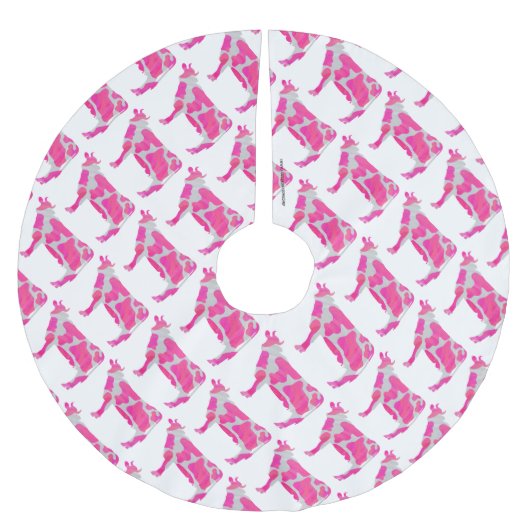 Jupon De Sapin En Polyester Brossé Vache rose chaud et blanc Silhouette (Devant)