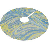 Jupon De Sapin En Polyester Brossé Vague Abstrait Bleu Et Or (Angle)