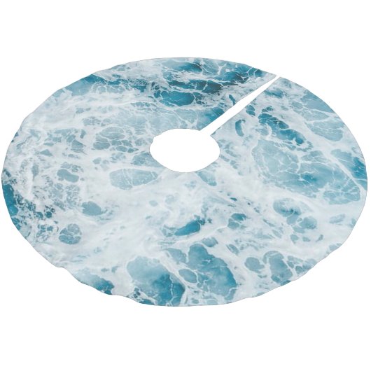 Jupon De Sapin En Polyester Brossé Vague Océan Pacifique Bleu (Angle)