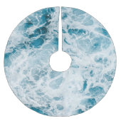 Jupon De Sapin En Polyester Brossé Vague Océan Pacifique Bleu (Devant)