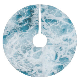 Jupon De Sapin En Polyester Brossé Vague Océan Pacifique Bleu