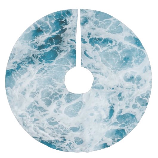 Jupon De Sapin En Polyester Brossé Vague Océan Pacifique Bleu (Devant)