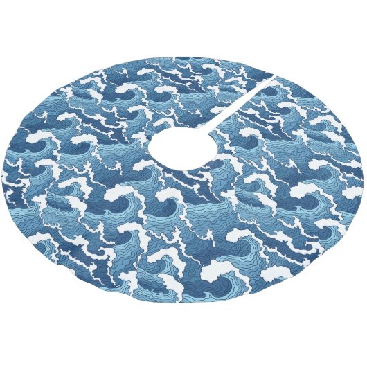 Jupon De Sapin En Polyester Brossé Vagues Abstraites (Angle)