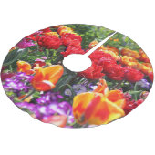 Jupon De Sapin En Polyester Brossé Vagues de Crimson floral tombées (Angle)