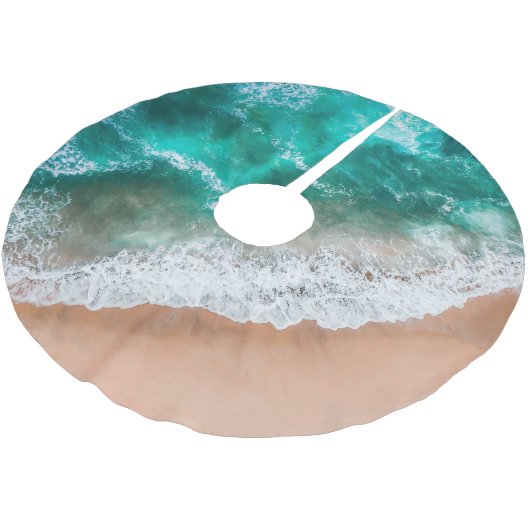 Jupon De Sapin En Polyester Brossé Vagues sur la plage de sable (Angle)