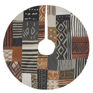 Jupon De Sapin En Polyester Brossé Variations de motifs africains dans des tons terre